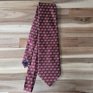 Vintage 90s Utopia Tie Red Sailboat Handmade Novelty Wide Necktie Nautical Retro